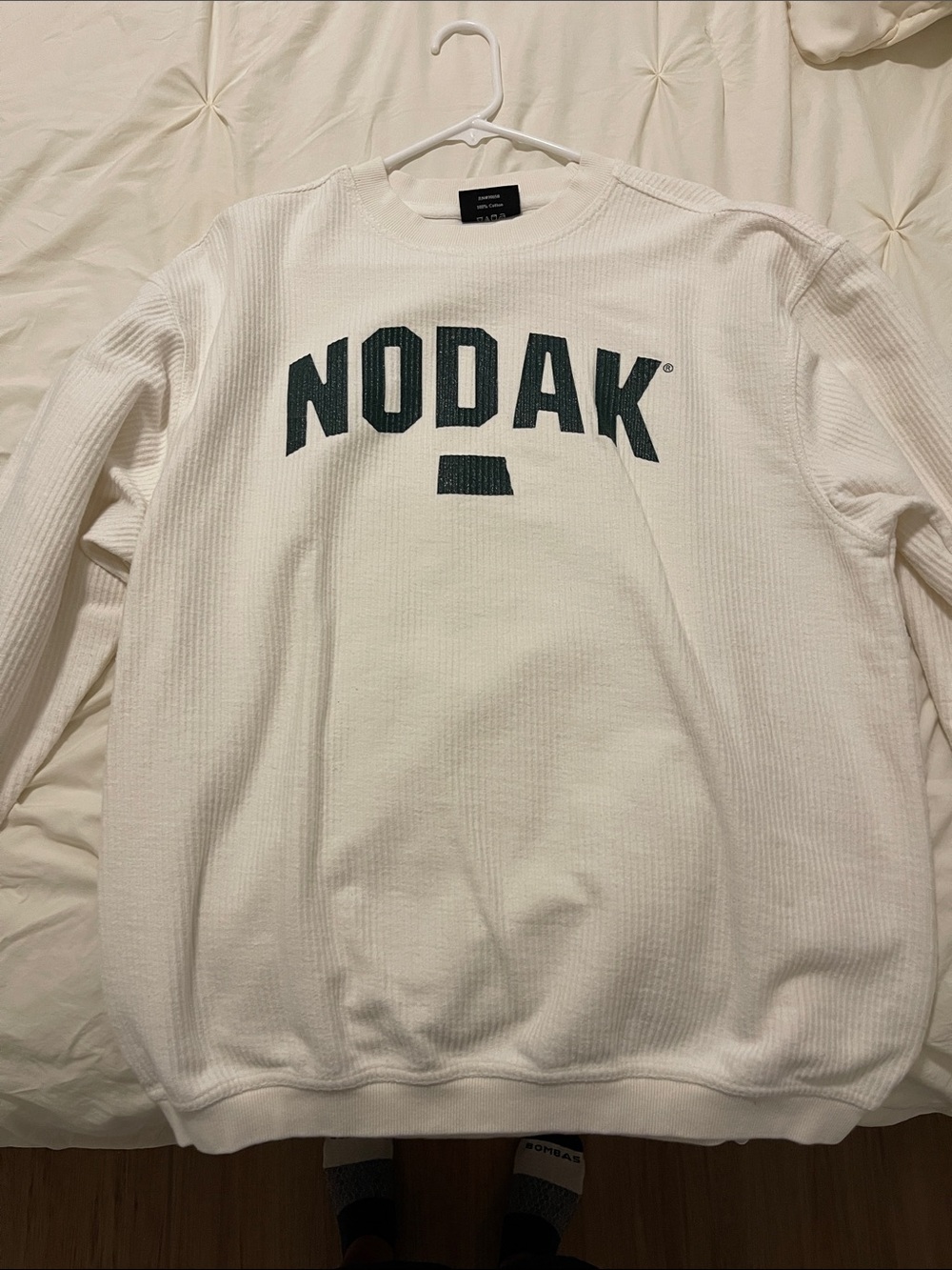 Women’s White Waffle Crewneck Sweater